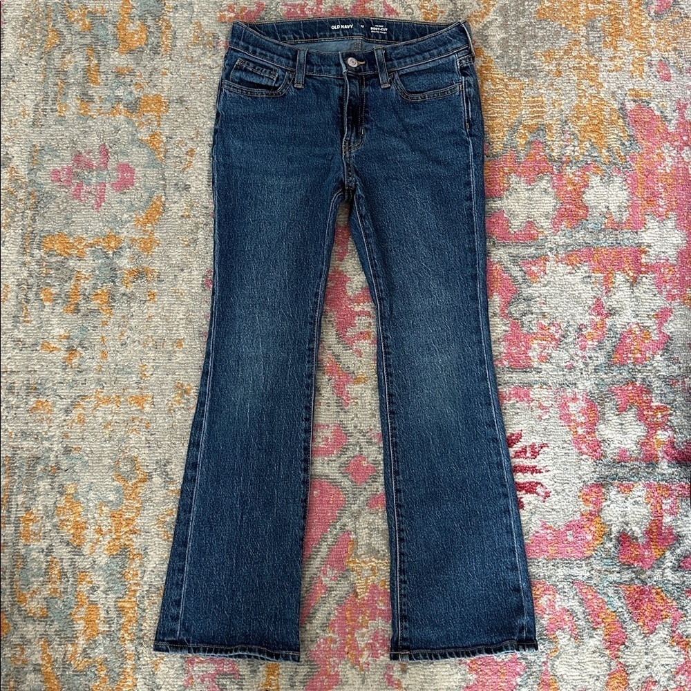 Old Navy Girls Mid-Rise Blue Boot-Cut Jeans - like new